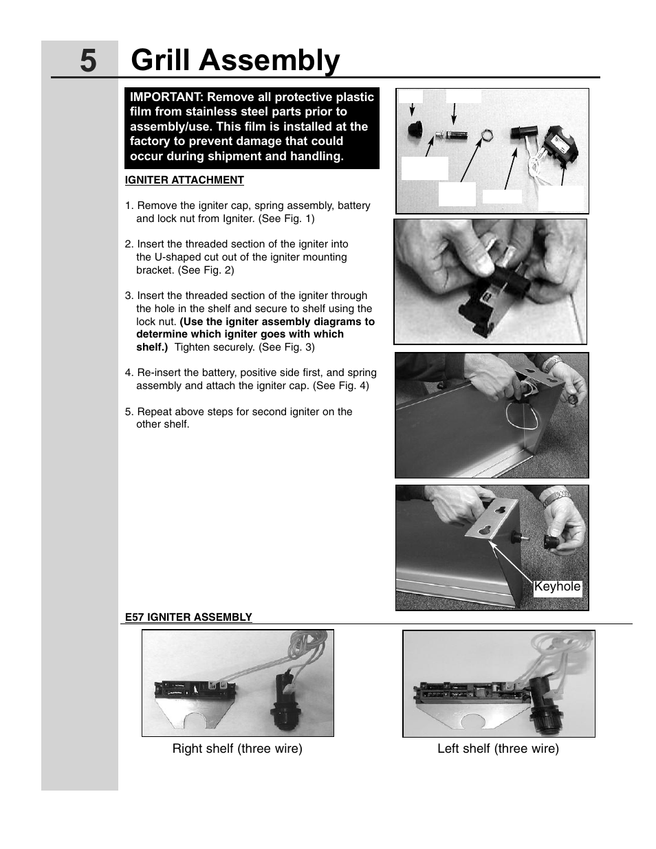 Grill assembly | Electrolux 57" Stainless Steel Gas Grill User Manual | Page 5 / 21