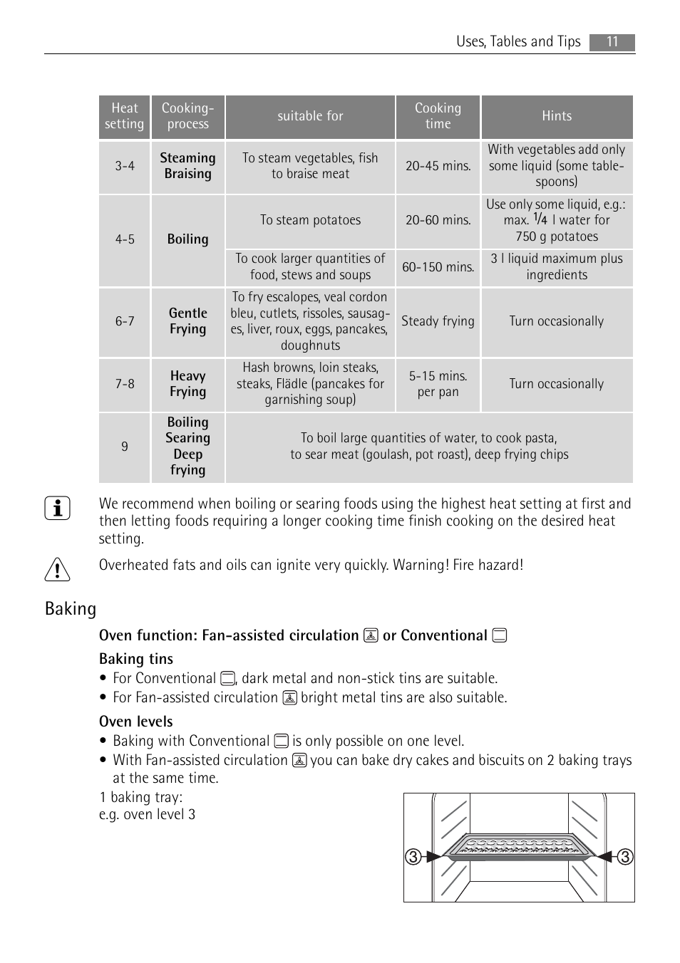 Baking | Electrolux E3000-5 User Manual | Page 11 / 40