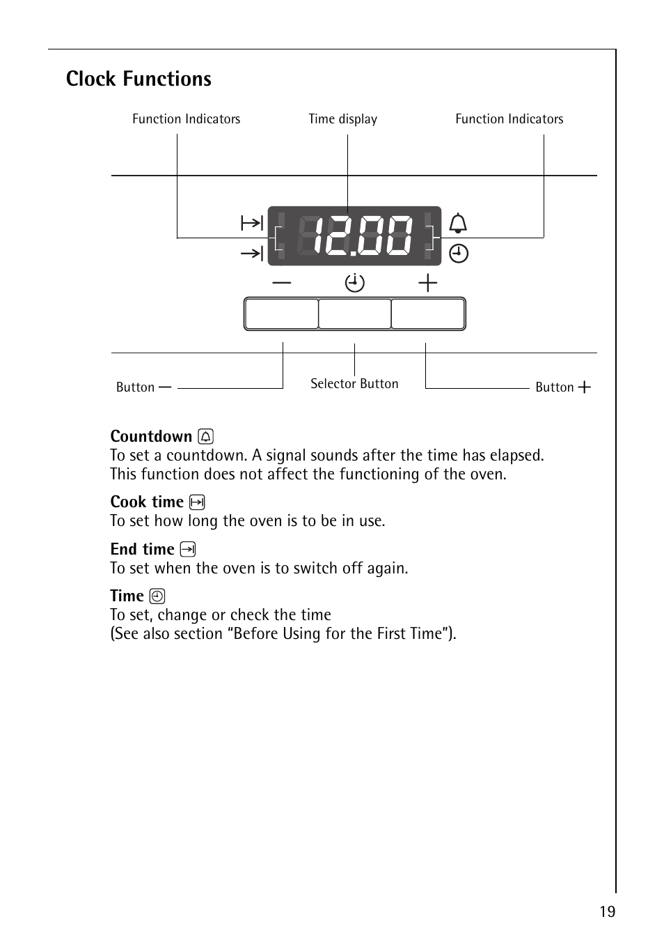 Clock functions | Electrolux 61016VI User Manual | Page 19 / 56