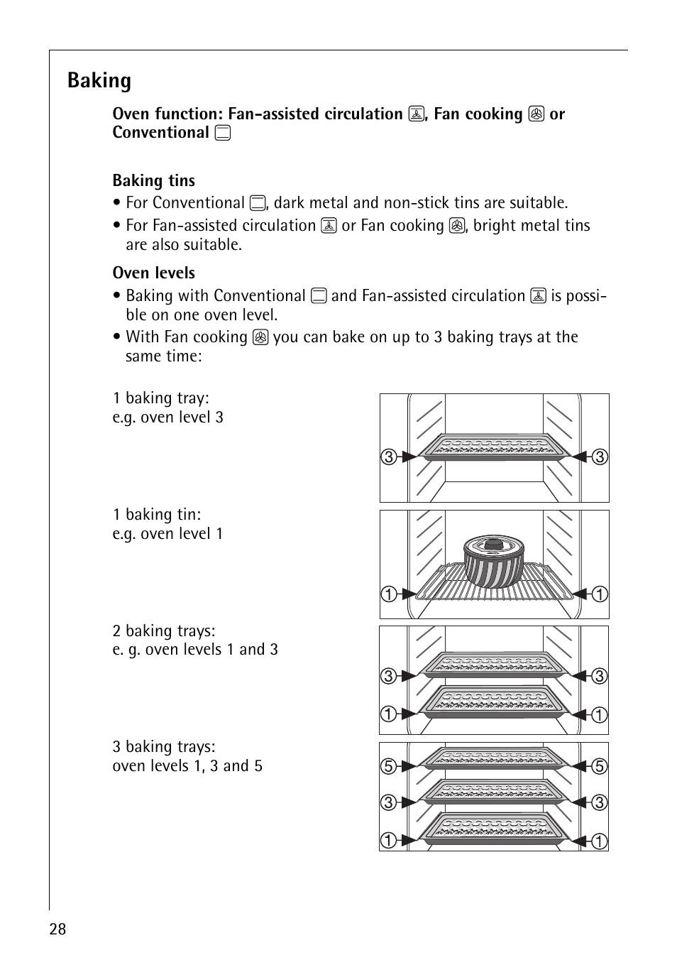 Baking | Electrolux 61016VI User Manual | Page 28 / 56