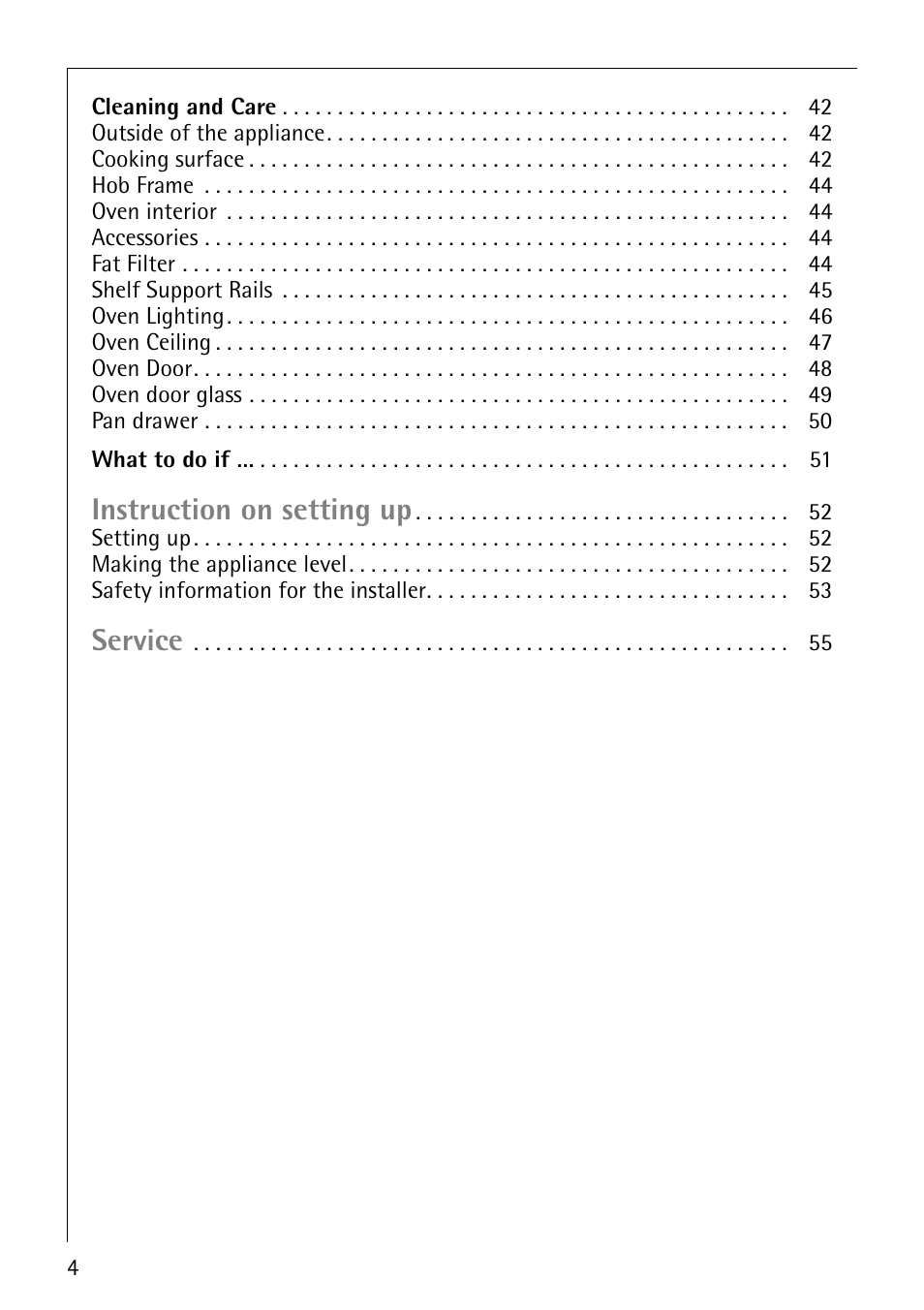 Instruction on setting up, Service | Electrolux 61016VI User Manual | Page 4 / 56