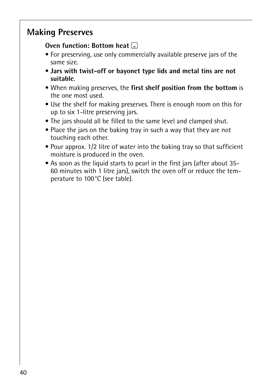Making preserves | Electrolux 61016VI User Manual | Page 40 / 56