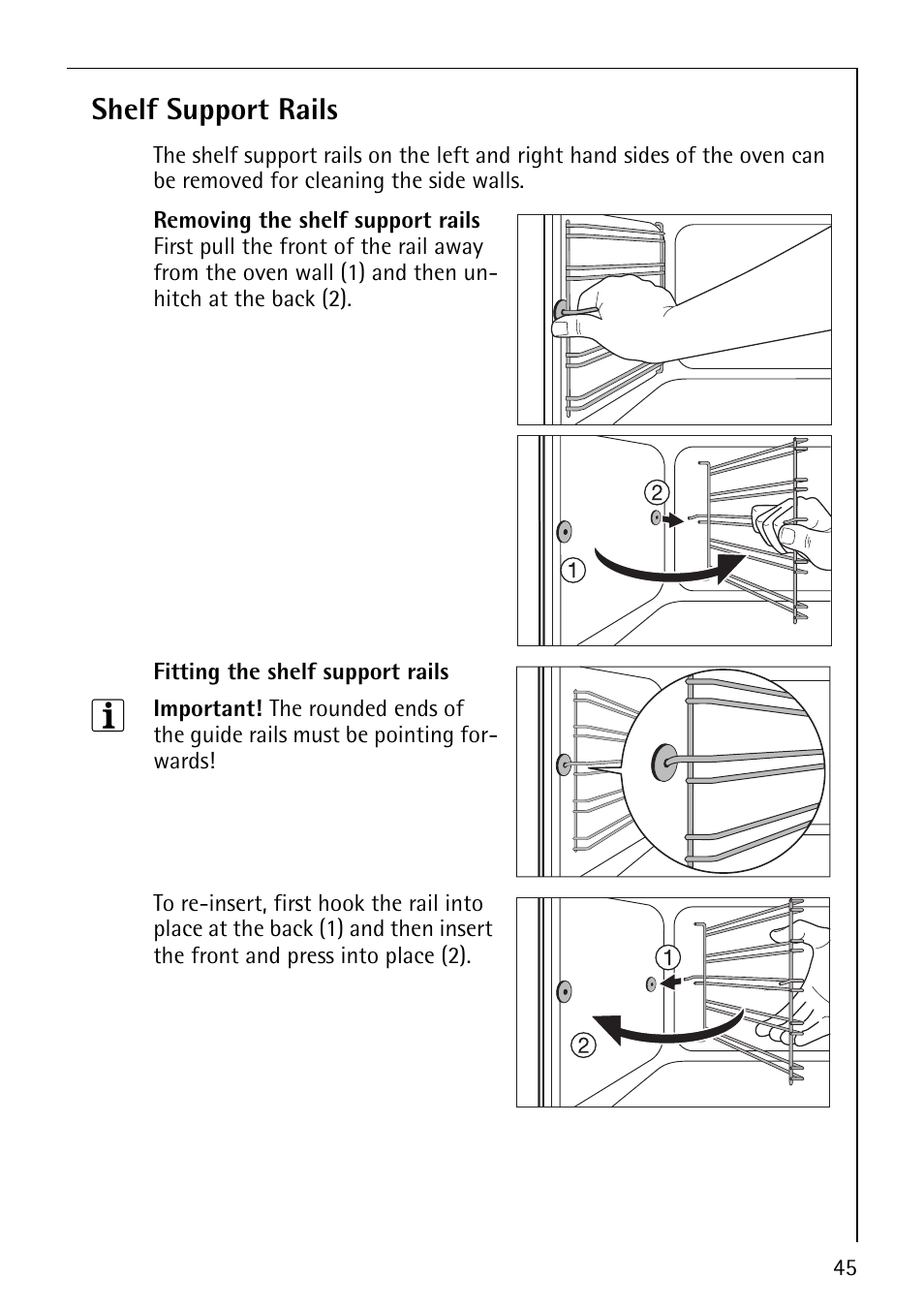 Shelf support rails | Electrolux 61016VI User Manual | Page 45 / 56