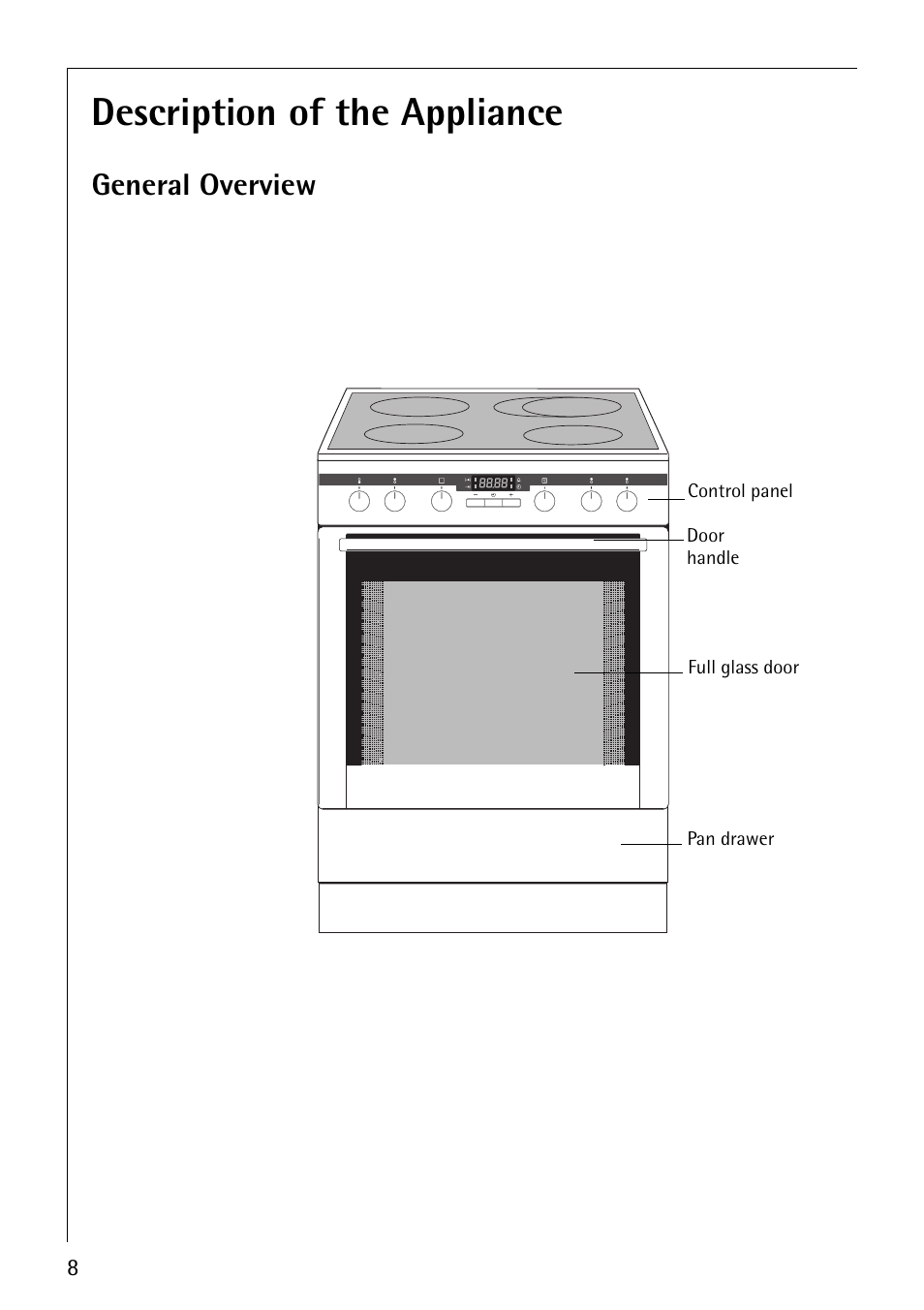 Description of the appliance, General overview | Electrolux 61016VI User Manual | Page 8 / 56