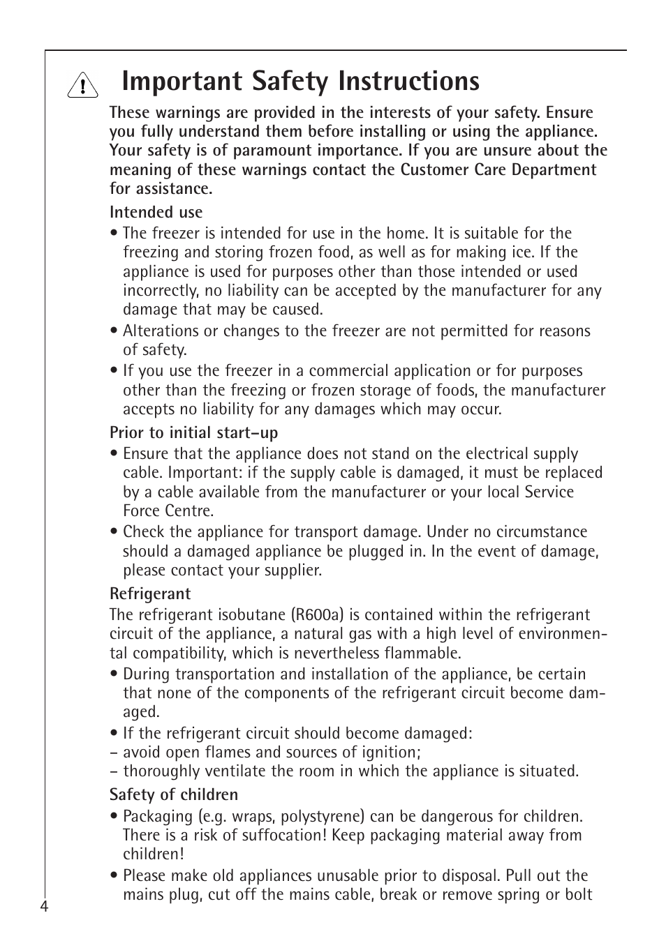 Important safety instructions | Electrolux 1194-7 GA User Manual | Page 4 / 28