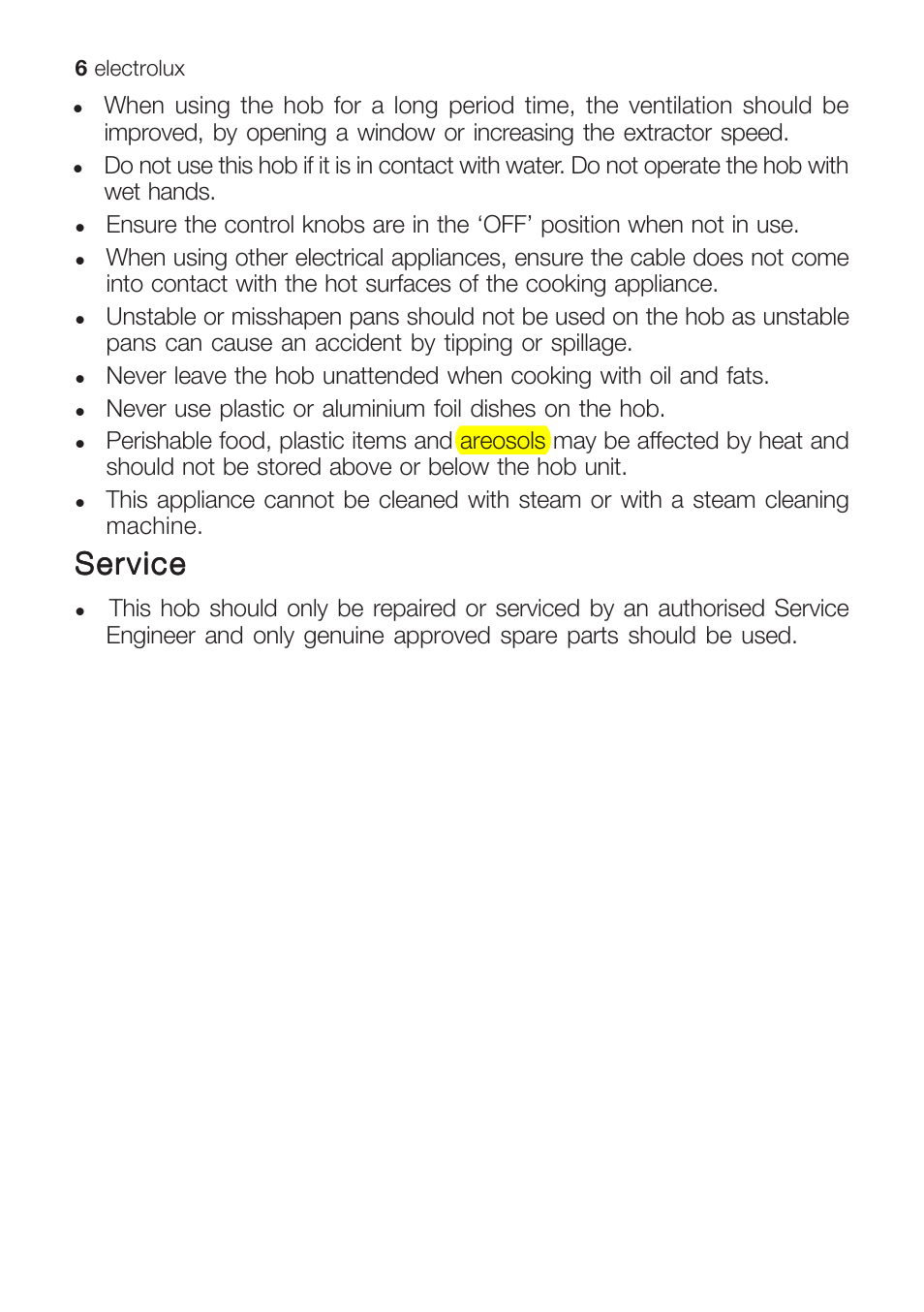 Service | Electrolux EHG 9832 User Manual | Page 6 / 36