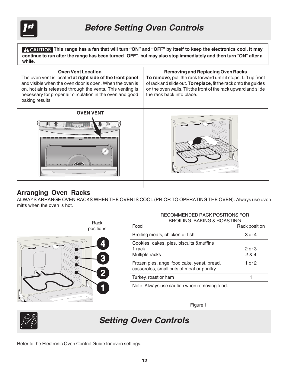 Before setting oven controls, Setting oven controls | Electrolux Slide-In Models User Manual | Page 12 / 24