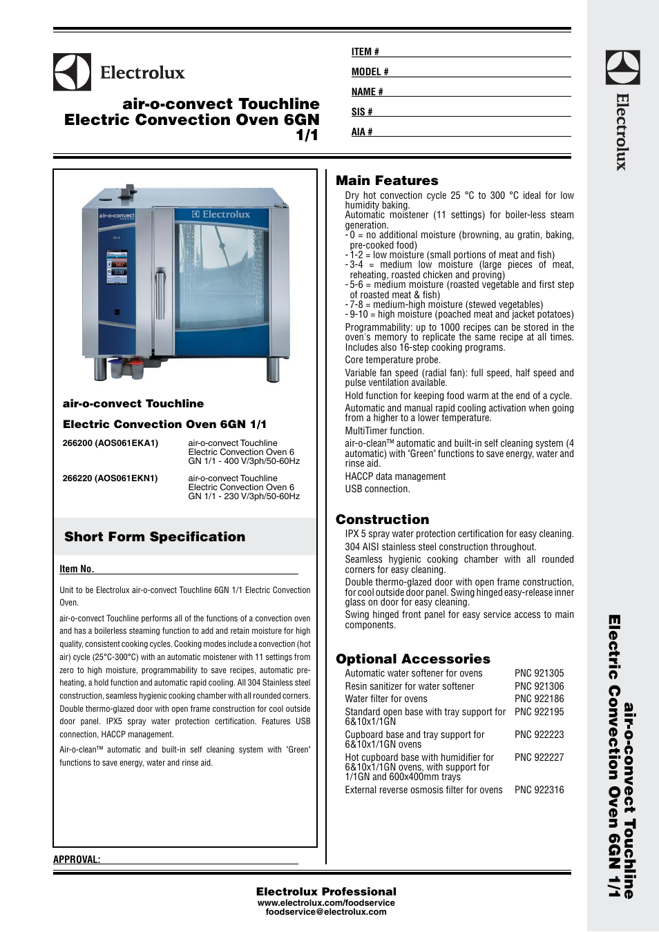 Electrolux Air-O-Convect 6GN User Manual | 3 pages