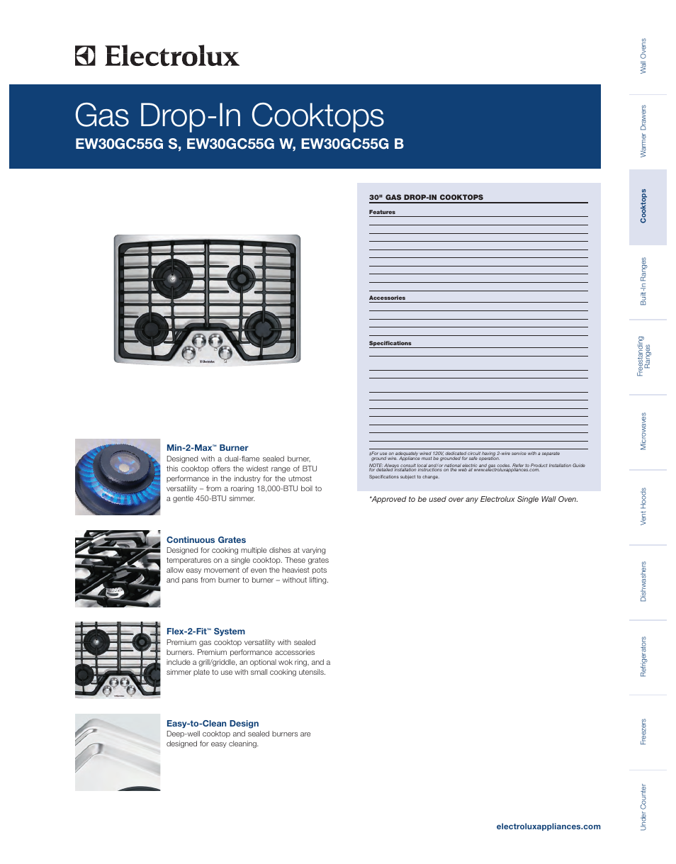 Electrolux EW30GC55GB User Manual | 2 pages