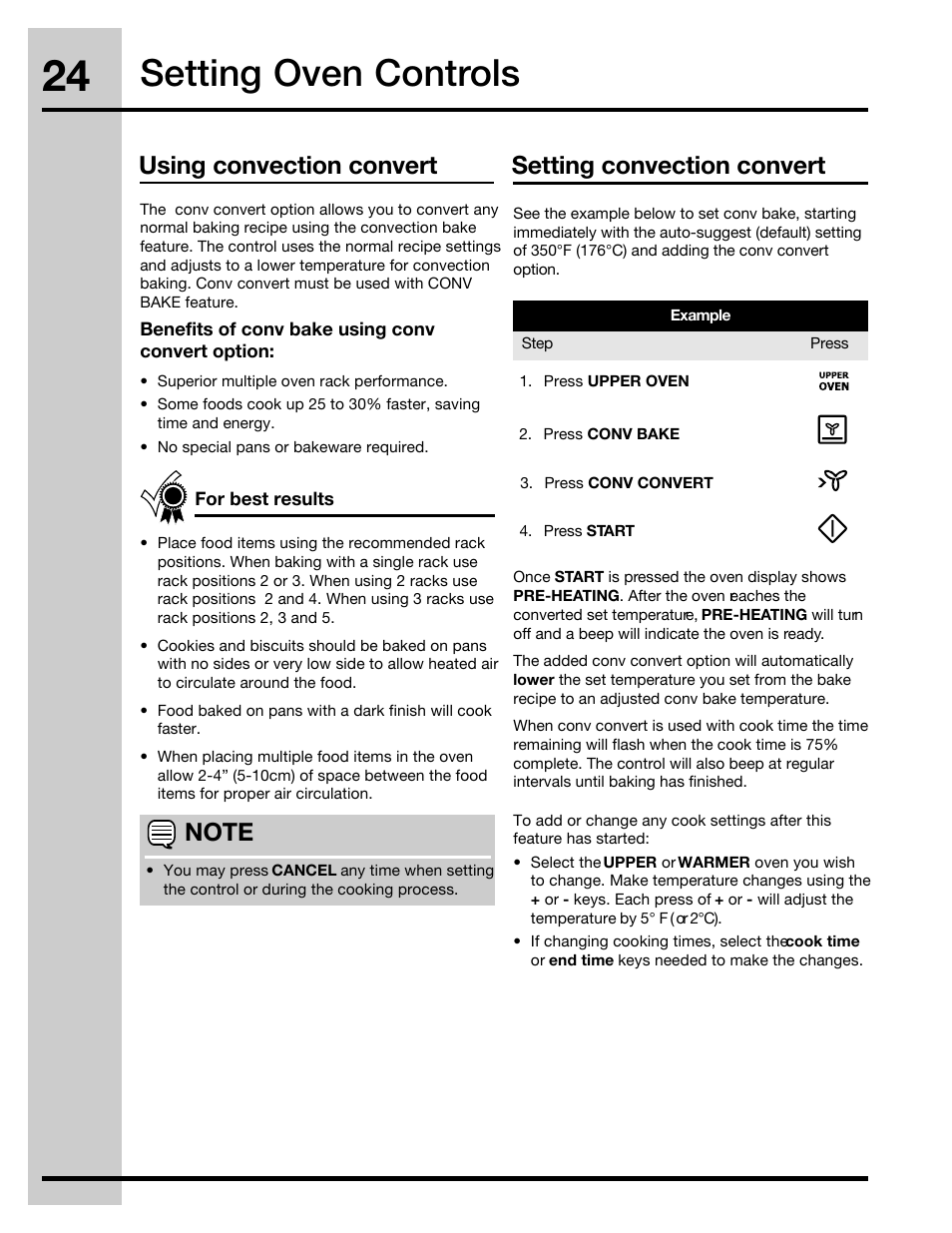 Setting oven controls | Electrolux 316471400 User Manual | Page 24 / 56