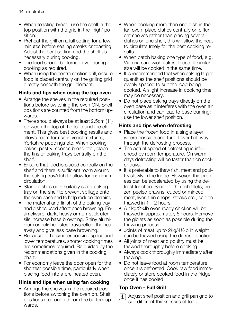 Electrolux EOD67043 User Manual | Page 14 / 36