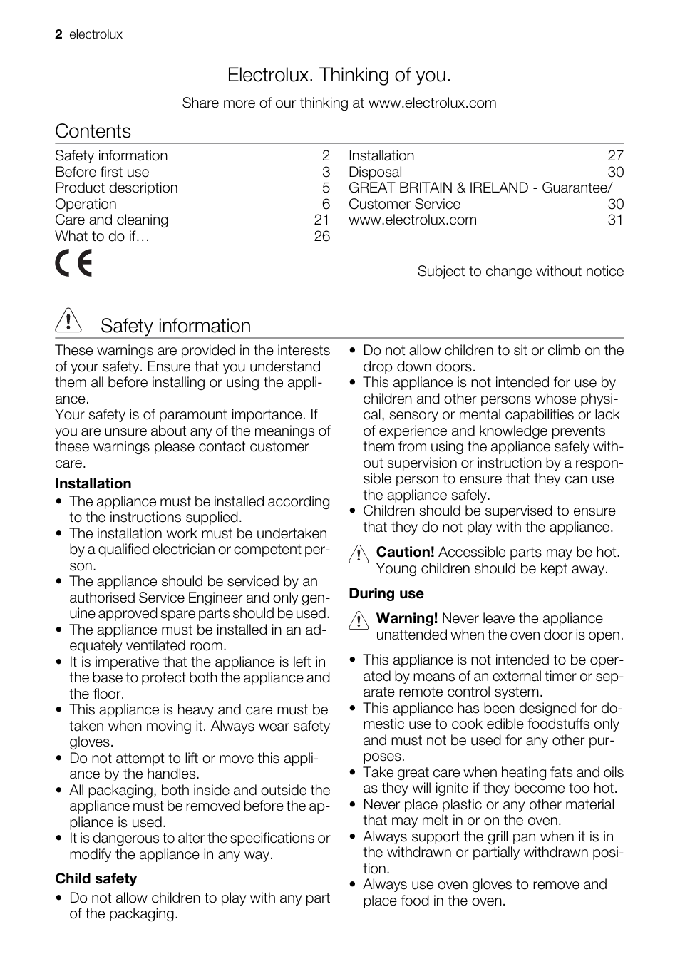 Electrolux EOD67043 User Manual | Page 2 / 36