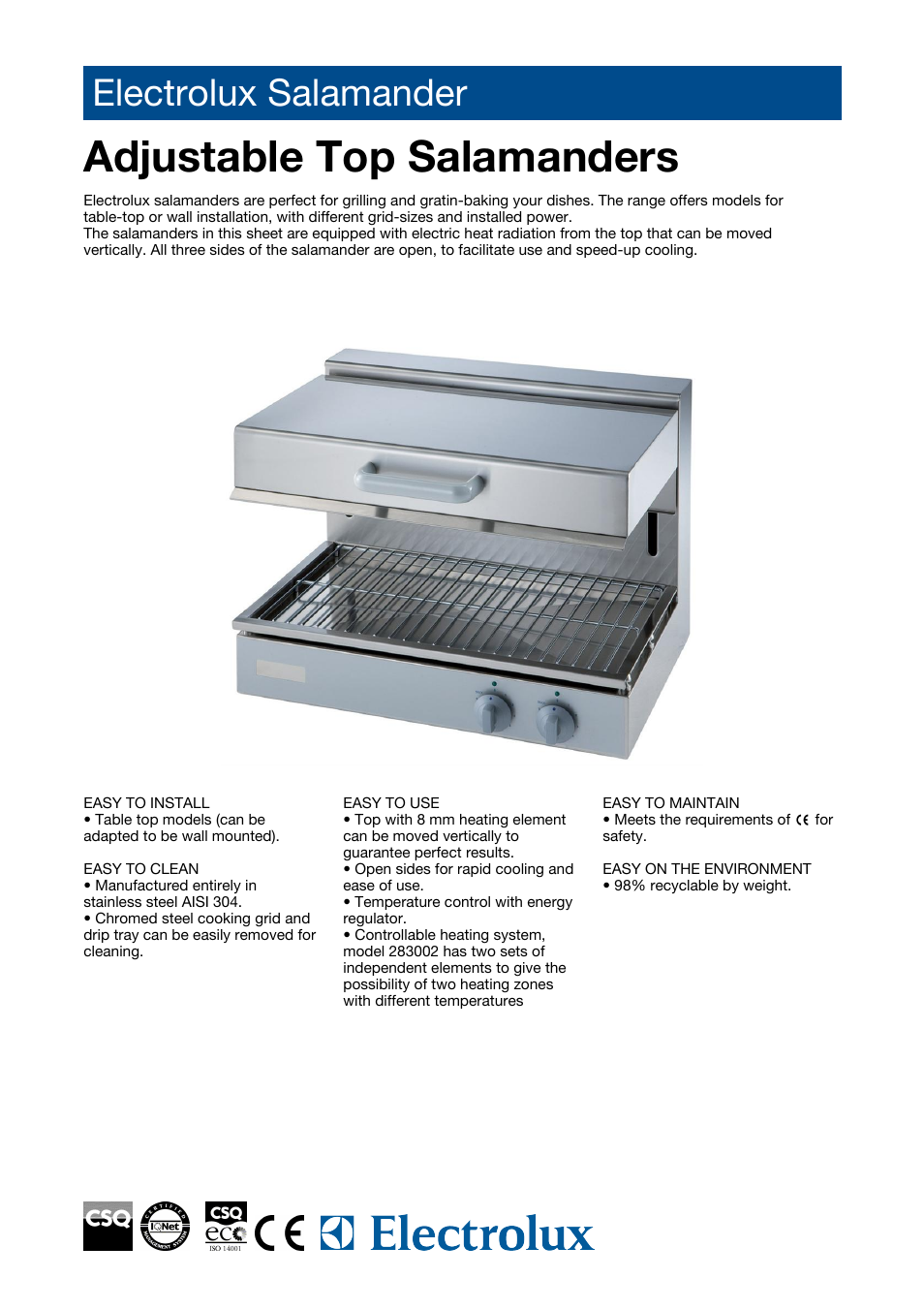 Electrolux Electric Grill User Manual | 2 pages