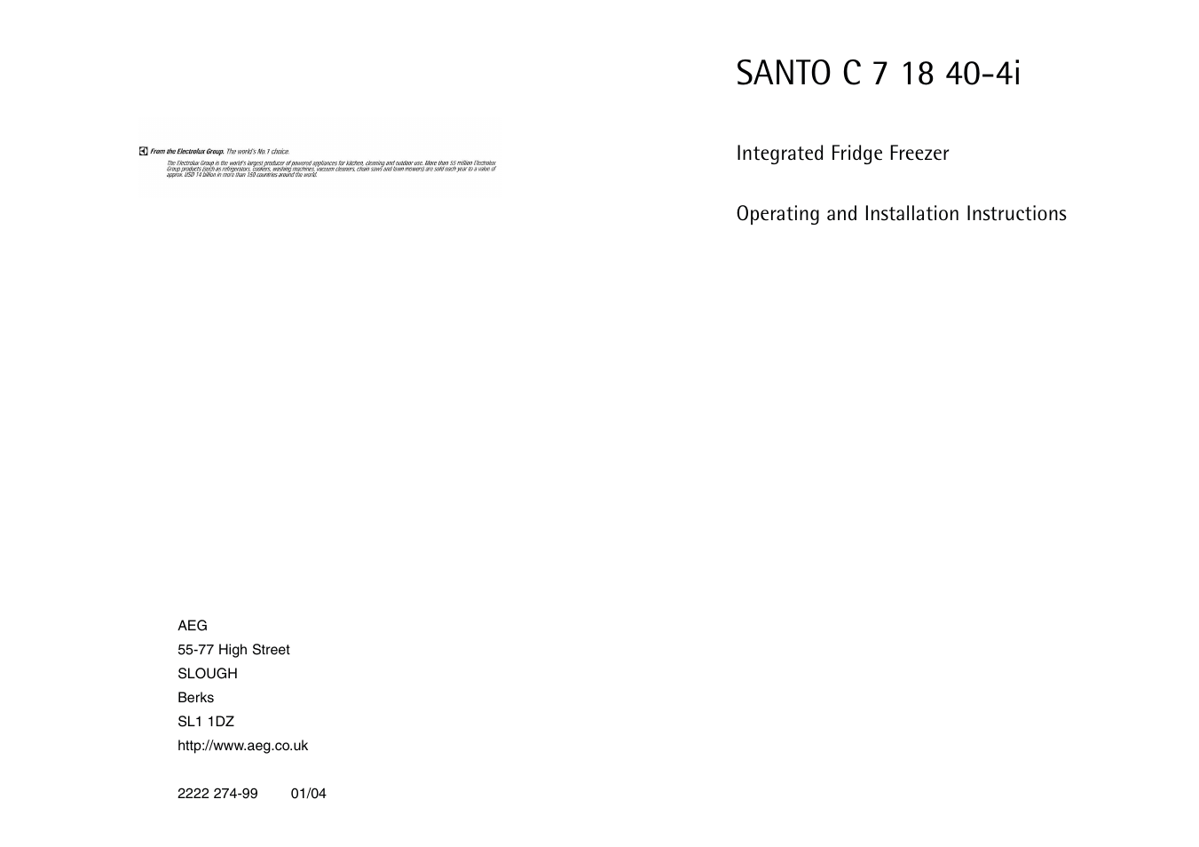 Electrolux C 718 40-4i User Manual | 28 pages