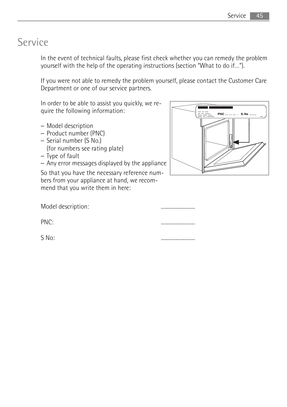 Service | Electrolux B3741-5 User Manual | Page 45 / 48