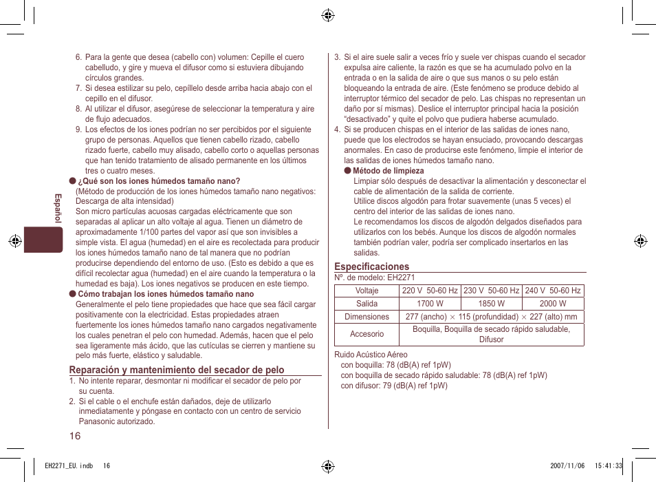 Panasonic EH 2271 User Manual | Page 16 / 72