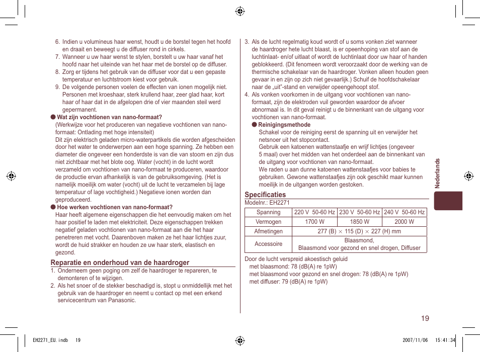 Panasonic EH 2271 User Manual | Page 19 / 72