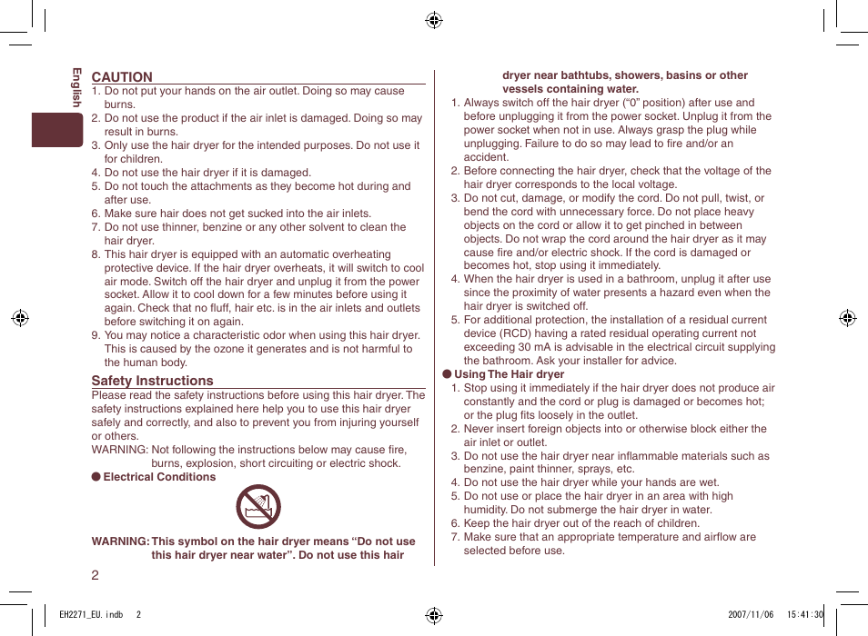 Panasonic EH 2271 User Manual | Page 2 / 72