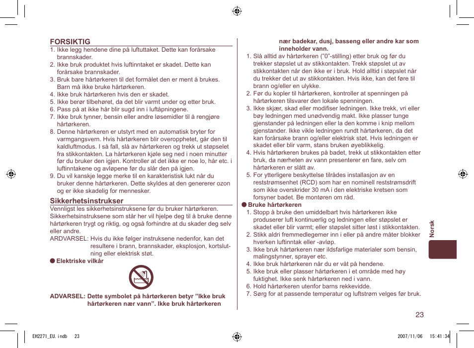 Panasonic EH 2271 User Manual | Page 23 / 72