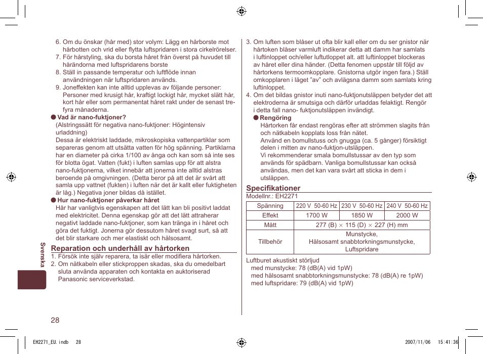 Panasonic EH 2271 User Manual | Page 28 / 72