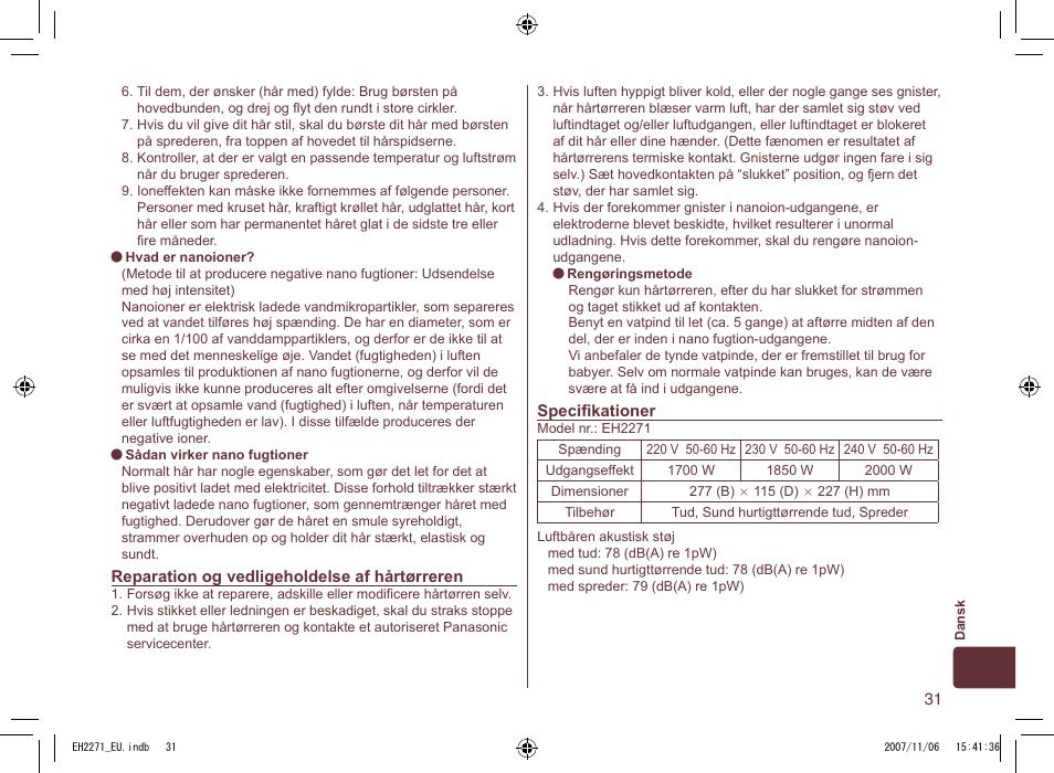 Panasonic EH 2271 User Manual | Page 31 / 72