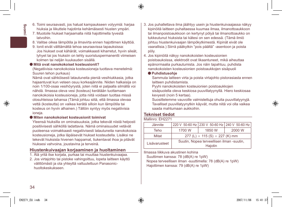 Panasonic EH 2271 User Manual | Page 34 / 72