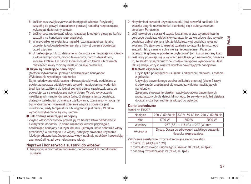 Panasonic EH 2271 User Manual | Page 37 / 72