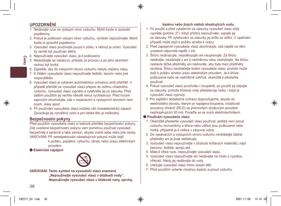 Panasonic EH 2271 User Manual | Page 38 / 72