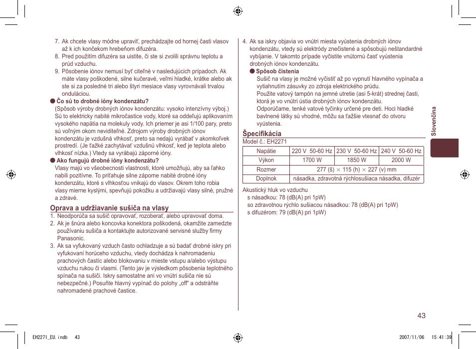 Panasonic EH 2271 User Manual | Page 43 / 72