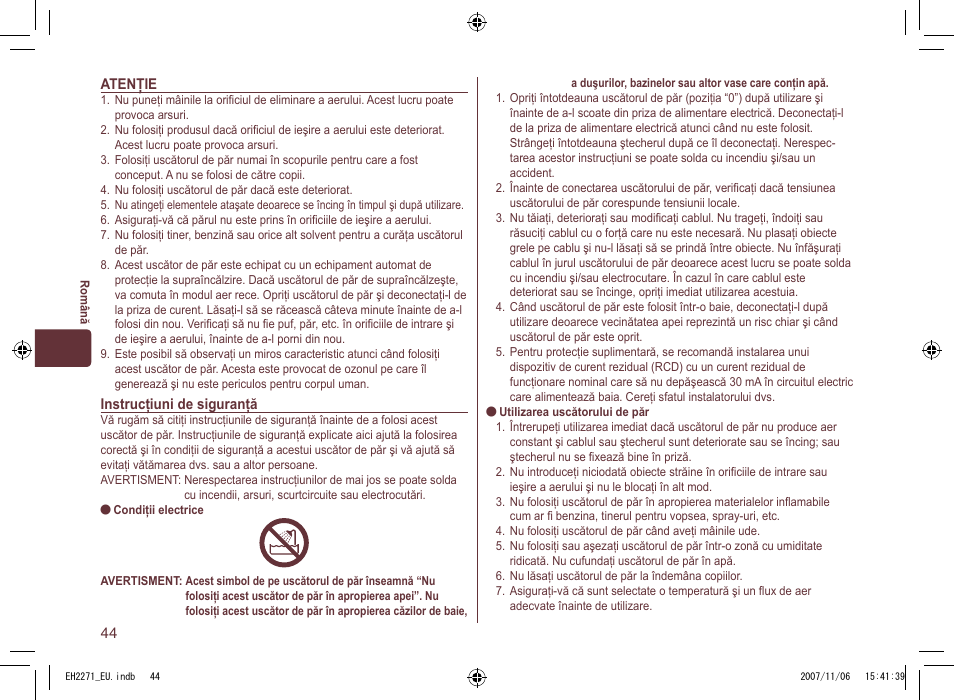 Panasonic EH 2271 User Manual | Page 44 / 72