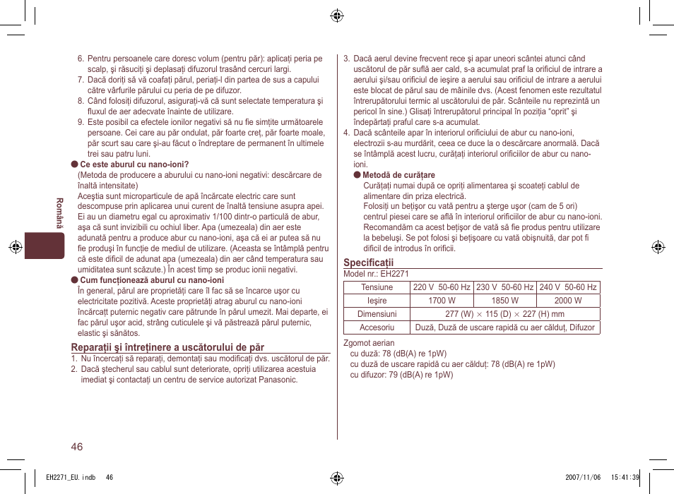 Panasonic EH 2271 User Manual | Page 46 / 72