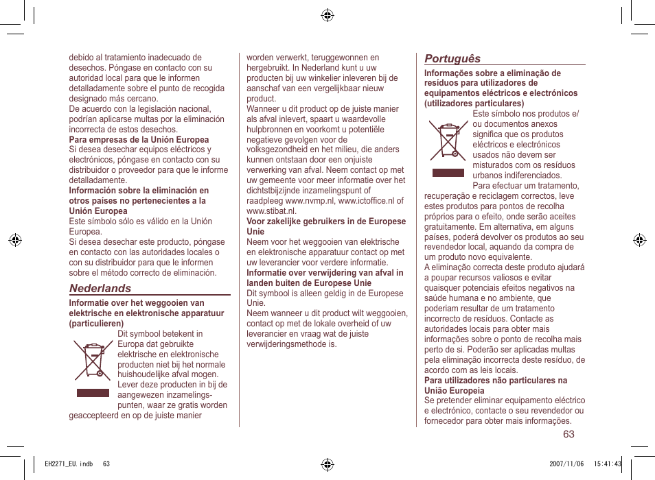 Panasonic EH 2271 User Manual | Page 63 / 72