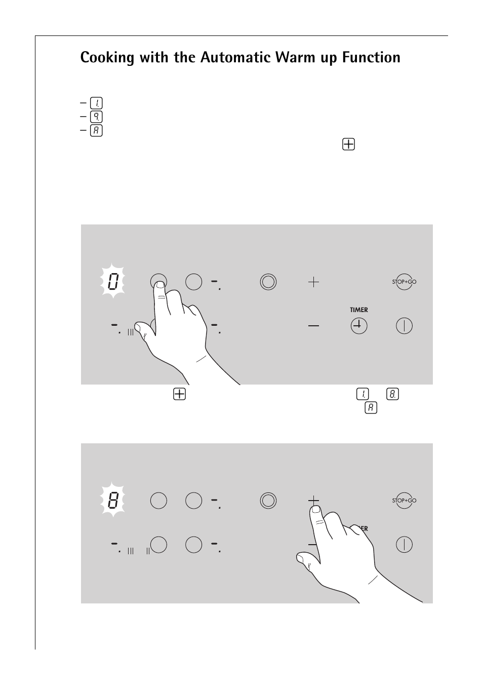 Cooking with the automatic warm up function | Electrolux C75301K User Manual | Page 22 / 44