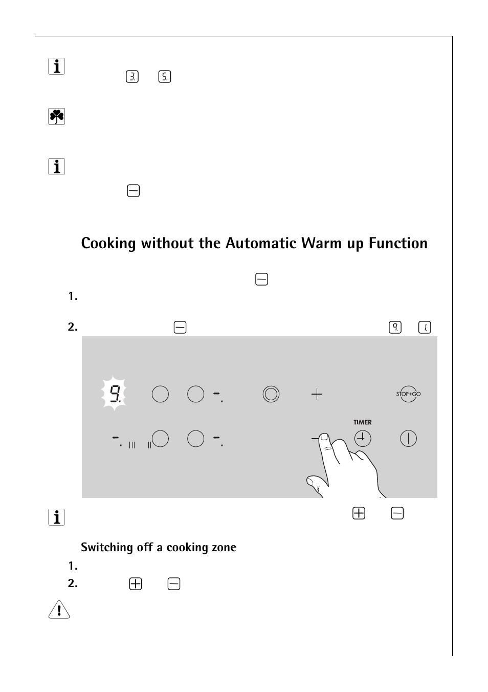 Cooking without the automatic warm up function | Electrolux C75301K User Manual | Page 23 / 44