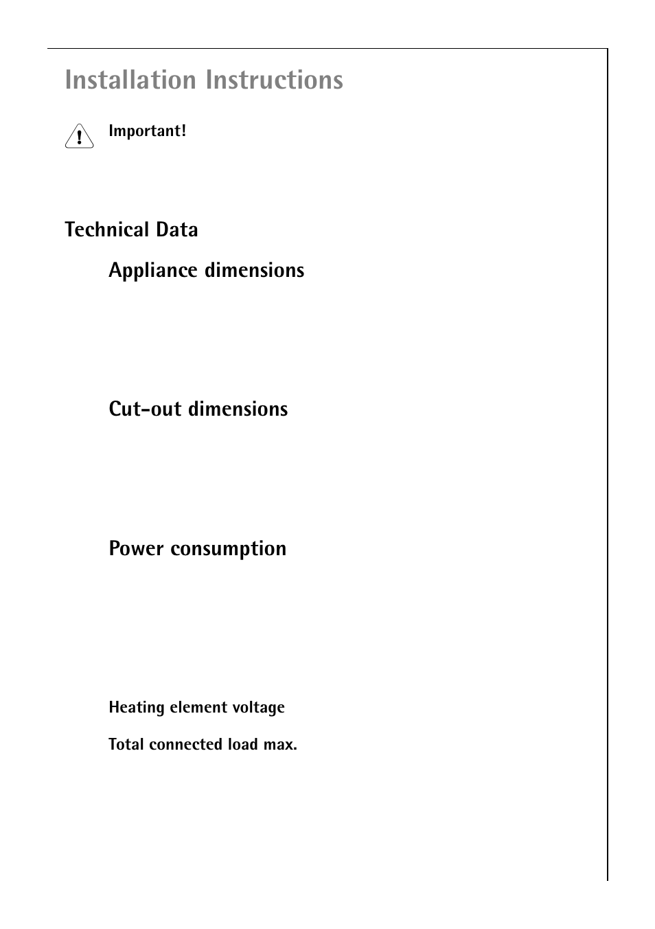 Installation instructions | Electrolux C75301K User Manual | Page 33 / 44