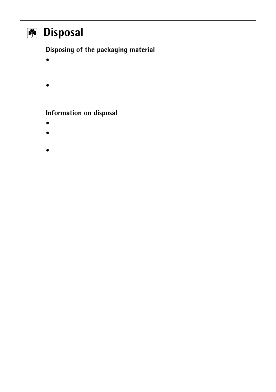 Disposal | Electrolux C75301K User Manual | Page 8 / 44