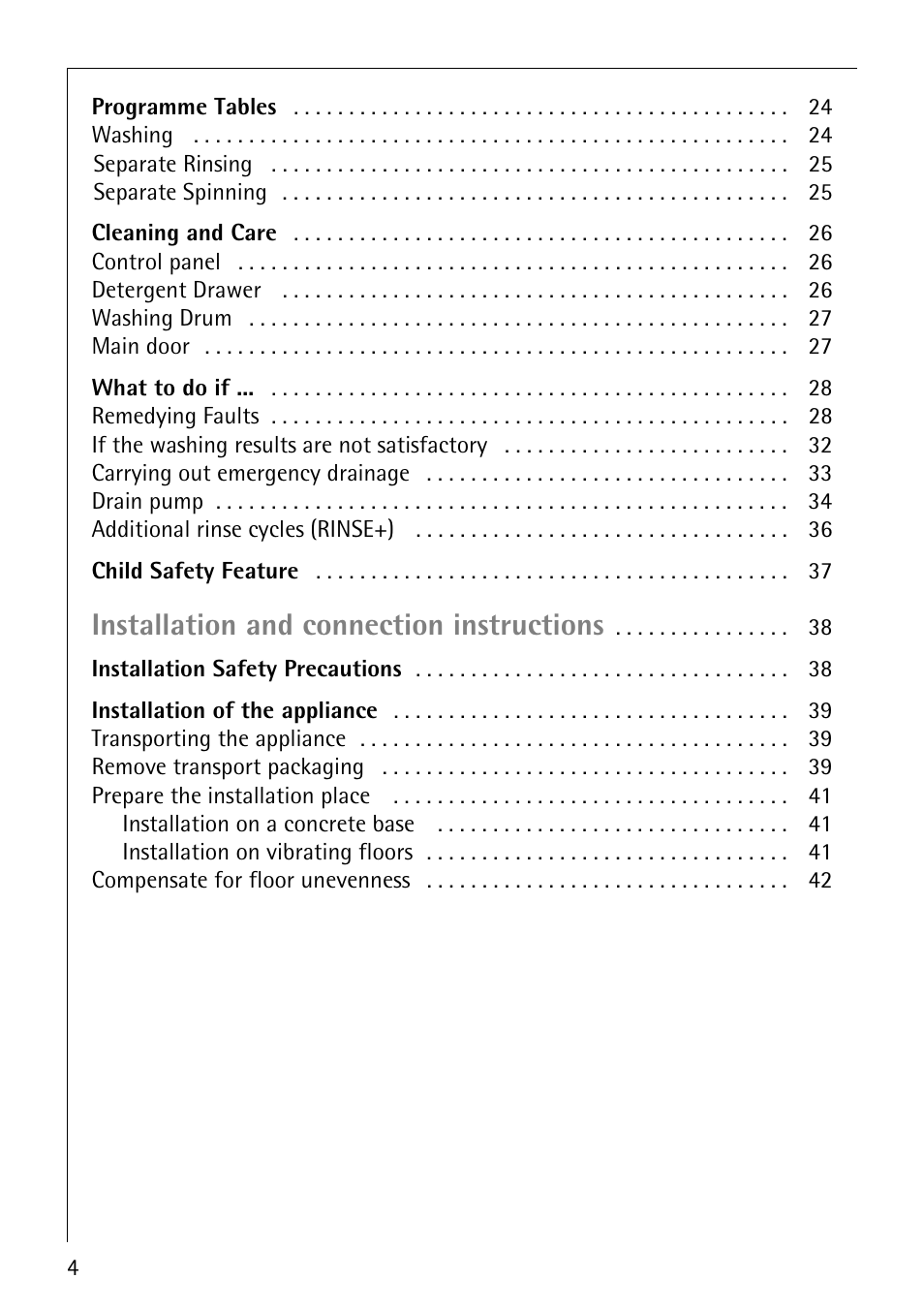 Installation and connection instructions | Electrolux LAVAMAT W 1460 User Manual | Page 4 / 52