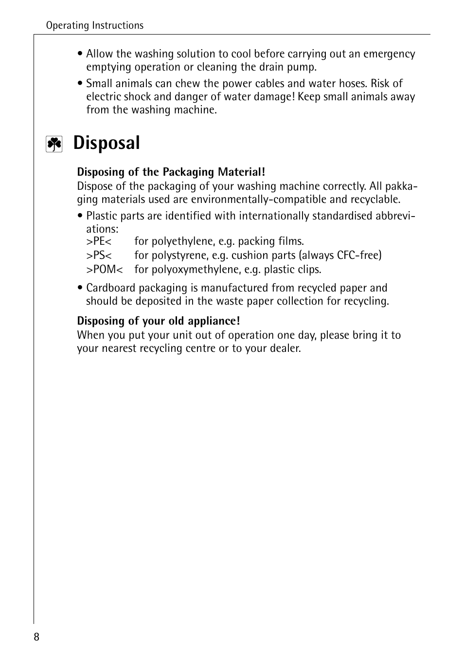 Disposal | Electrolux LAVAMAT W 1460 User Manual | Page 8 / 52