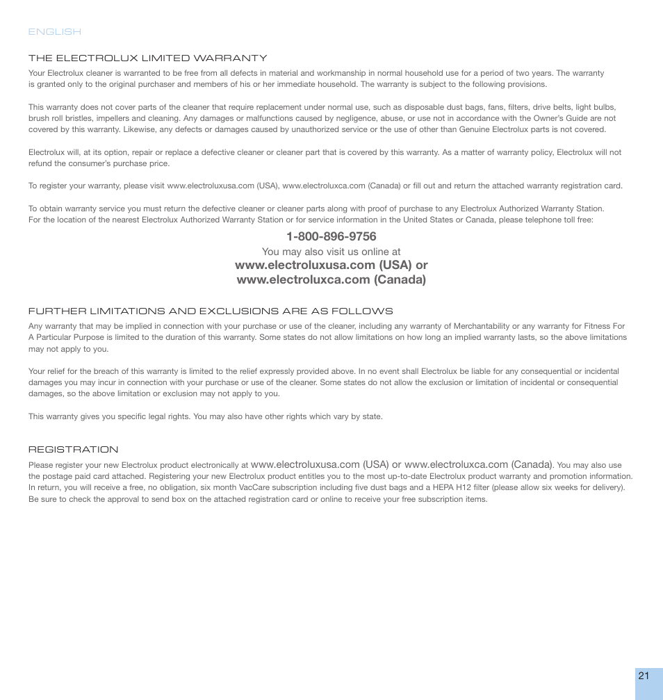 Electrolux EL5010A User Manual | Page 21 / 24