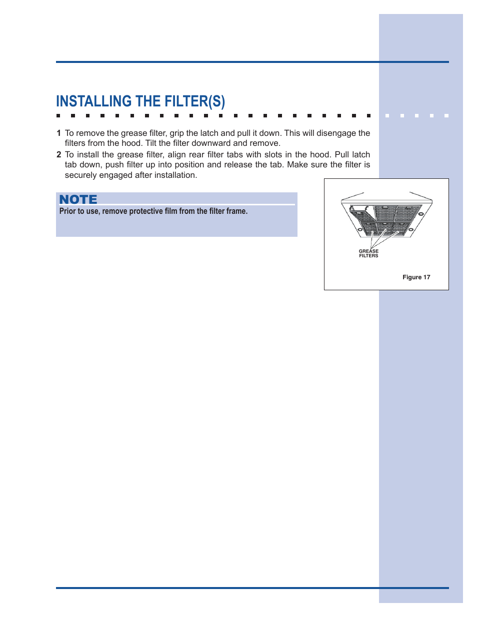 Installing the filter(s) | Electrolux E40PV100FS User Manual | Page 8 / 8