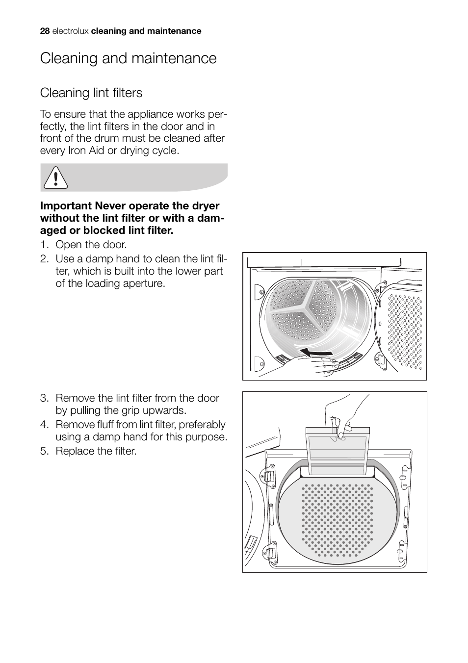 Cleaning and maintenance | Electrolux EDI 96150 W User Manual | Page 28 / 48