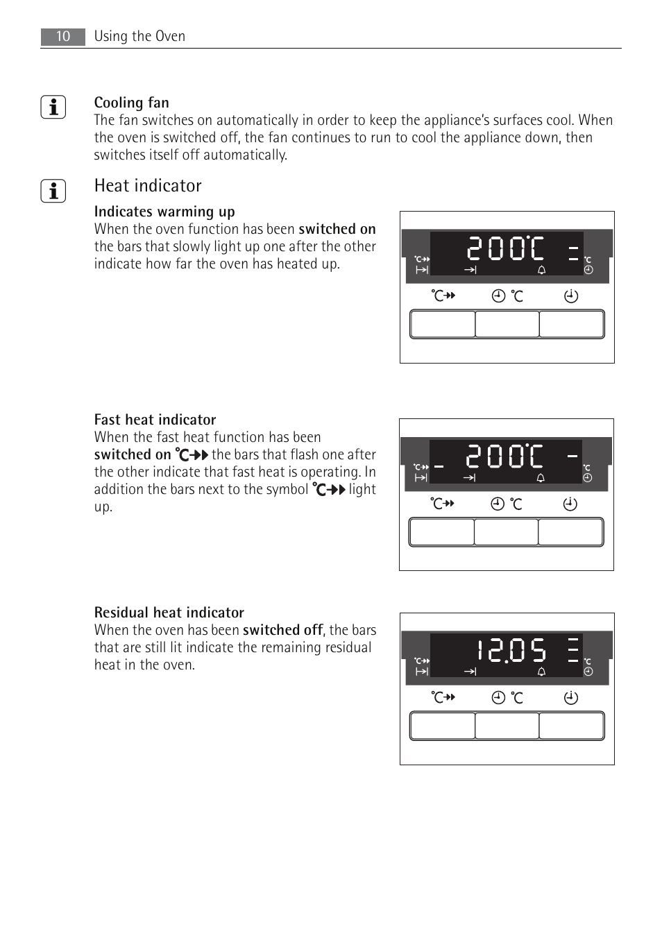 Heat indicator | Electrolux B5741-5 User Manual | Page 10 / 48