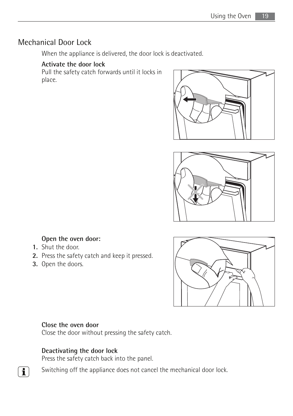 Mechanical door lock | Electrolux B5741-5 User Manual | Page 19 / 48