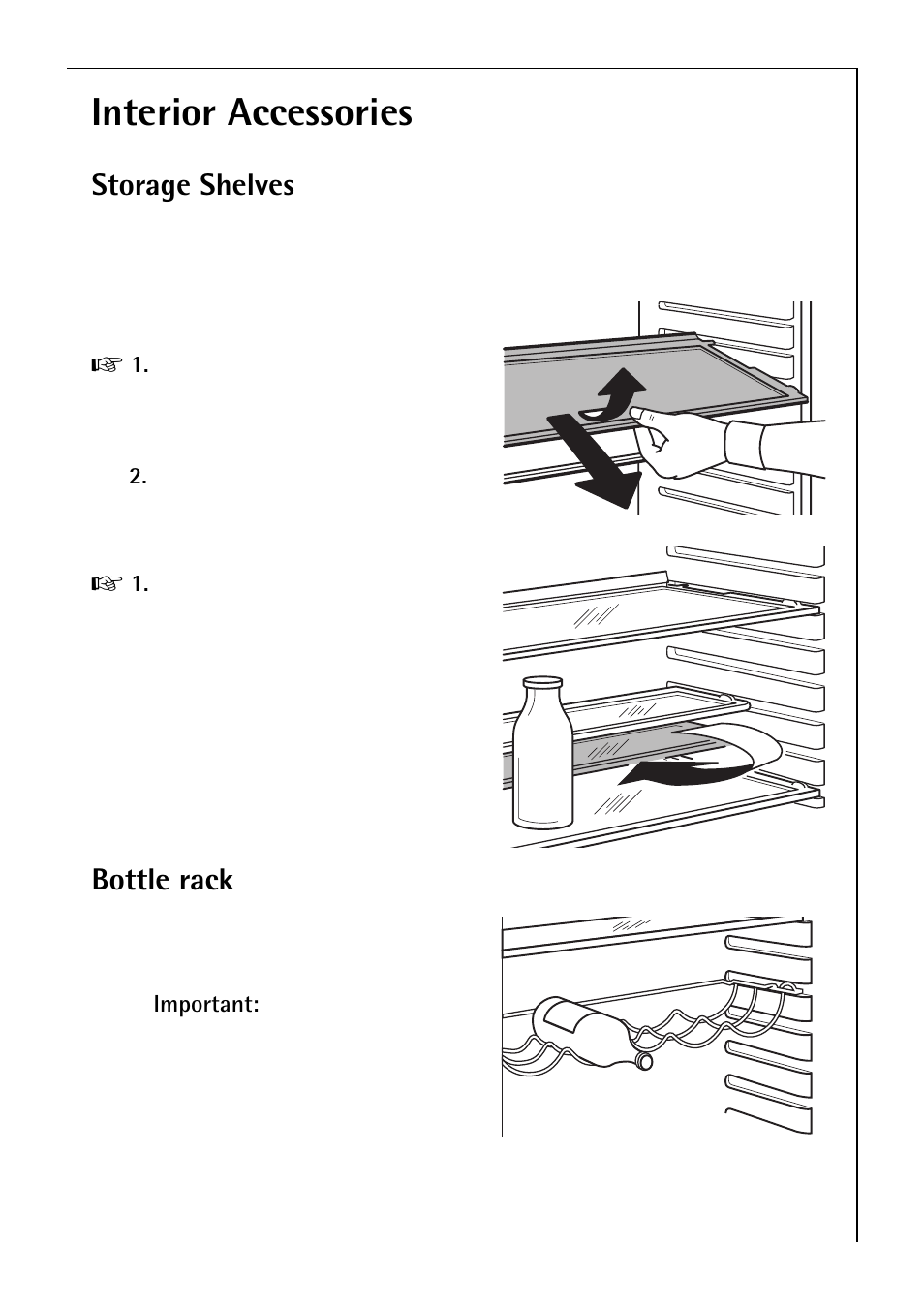 Interior accessories, Storage shelves, Bottle rack | Electrolux 3985-7 KG User Manual | Page 27 / 44