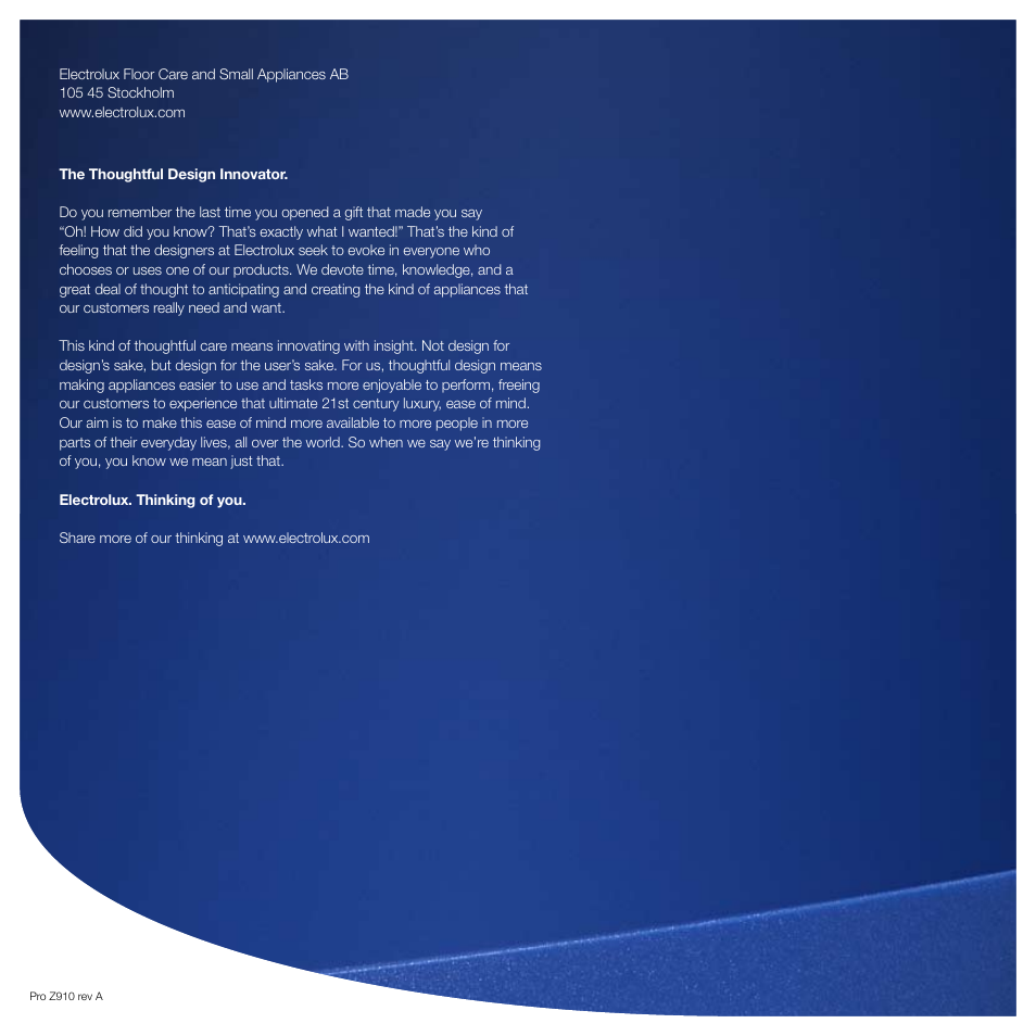 Electrolux Pro Z910 User Manual | Page 20 / 20