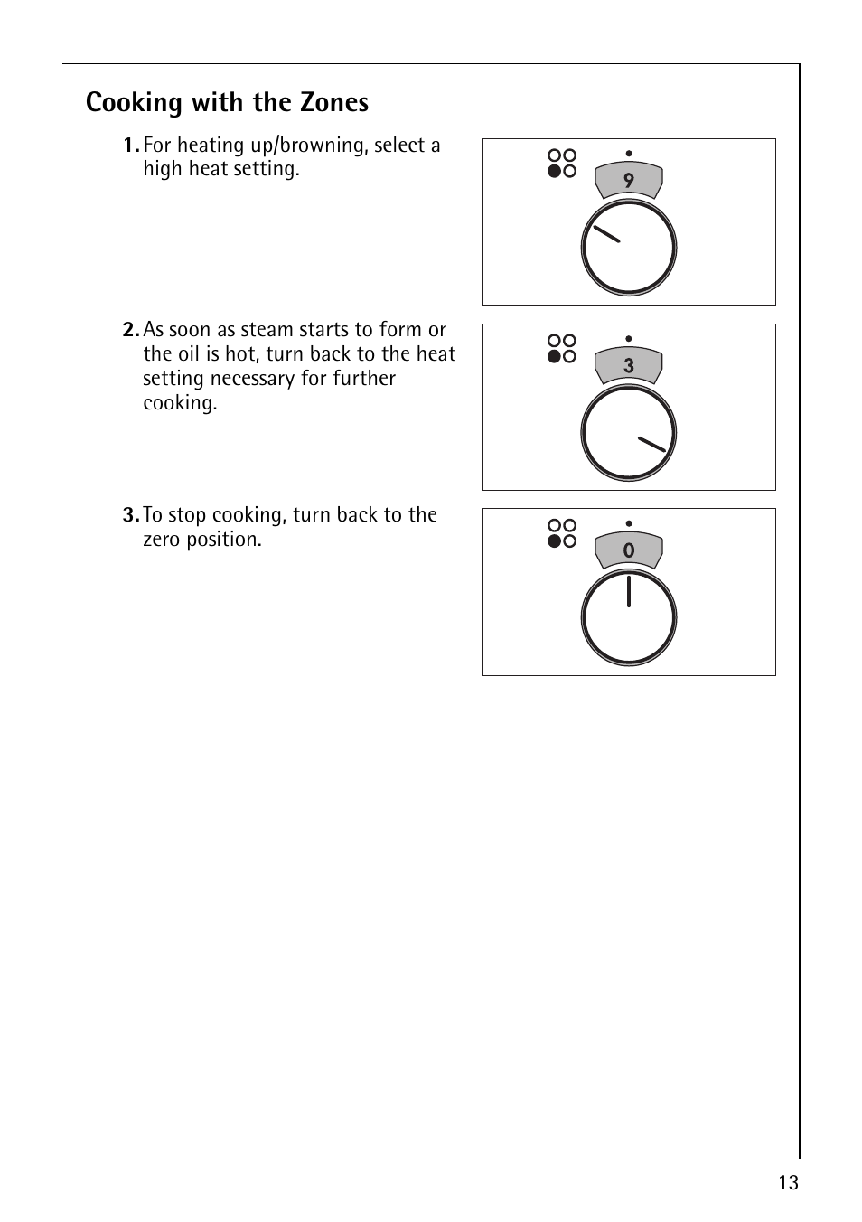Cooking with the zones | Electrolux E2190-1 User Manual | Page 13 / 60