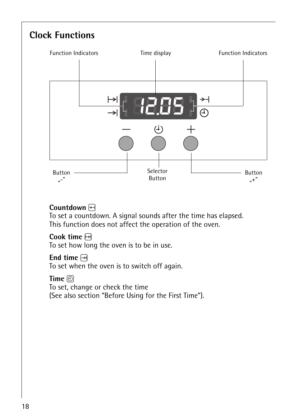 Clock functions | Electrolux E2190-1 User Manual | Page 18 / 60