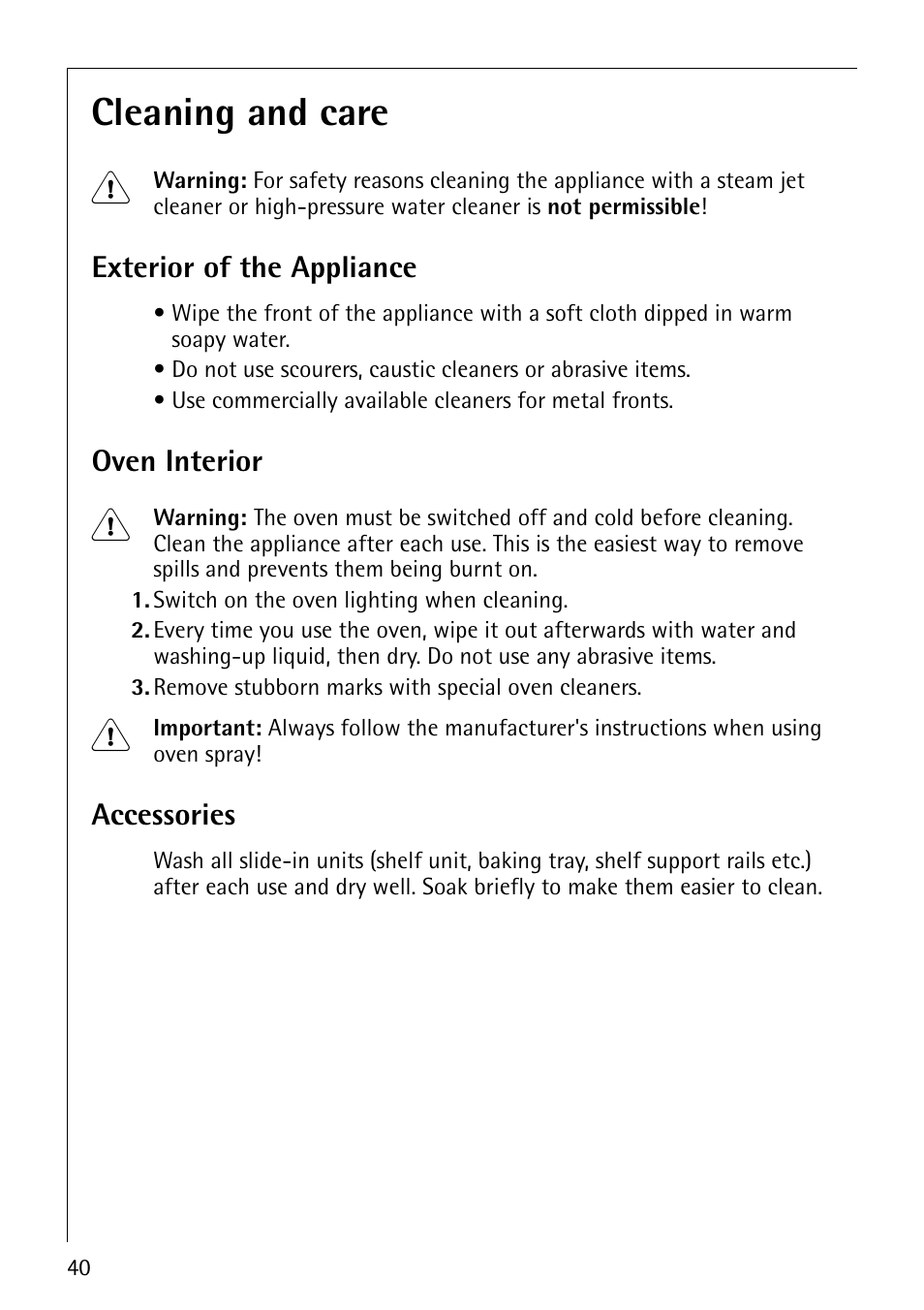 Cleaning and care 1 | Electrolux E2190-1 User Manual | Page 40 / 60