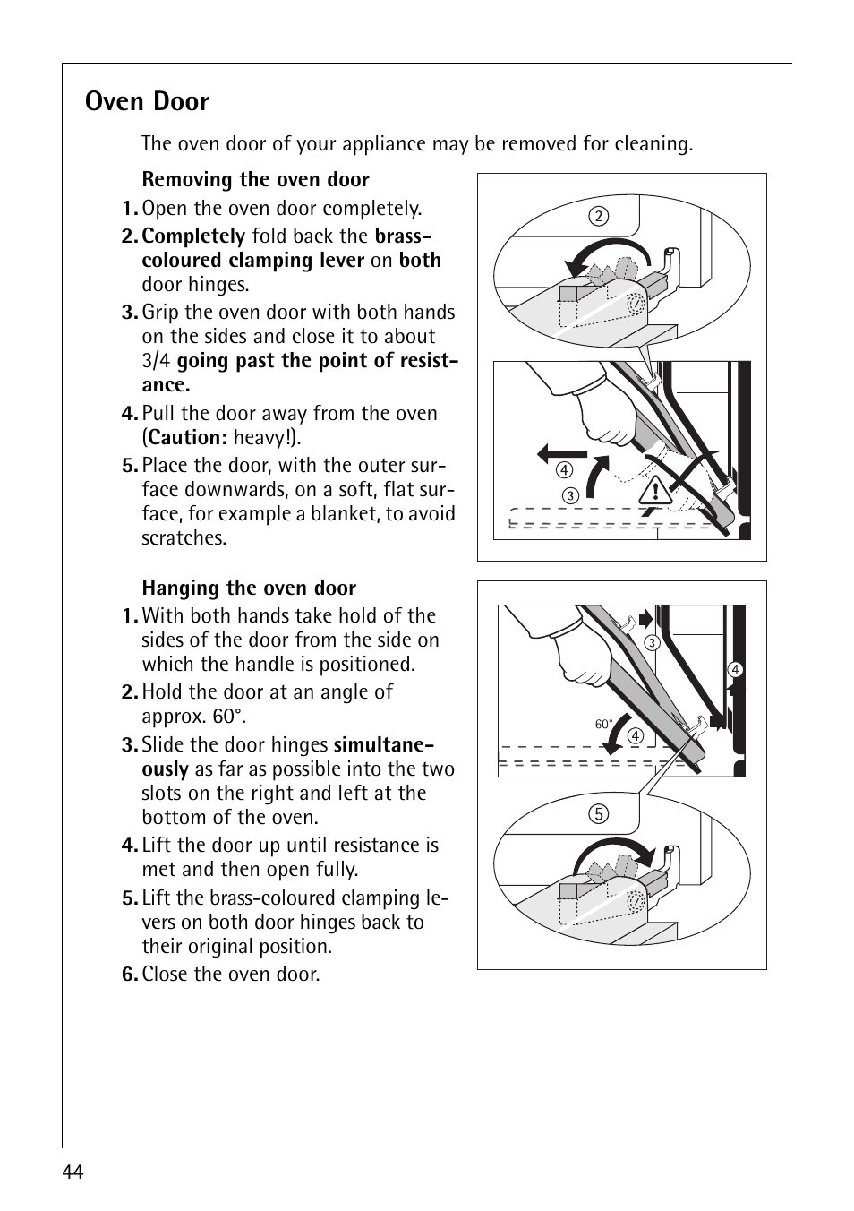 Oven door | Electrolux E2190-1 User Manual | Page 44 / 60