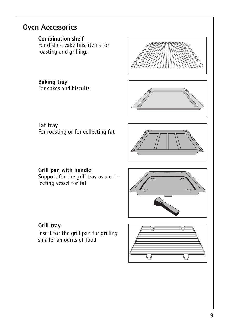 Oven accessories | Electrolux E2190-1 User Manual | Page 9 / 60